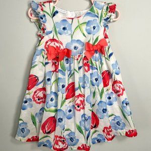 First Impressions Baby Girls' Sleeveless Floral Dress with Bows - Size 24 Months